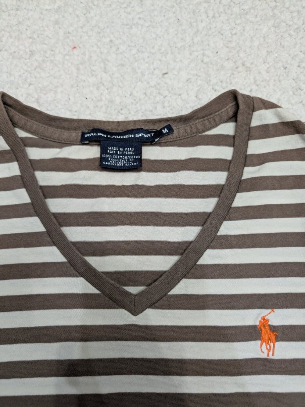 Polo Ralph Lauren Sport Striped V Neck Long Sleeve Top M - Picture 3 of 6